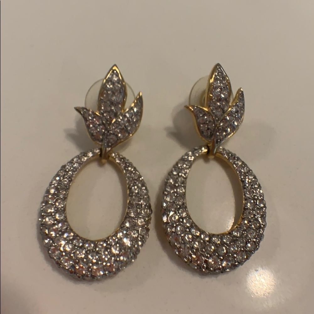 Rare Vintage Givenchy leaf drop crystal earring